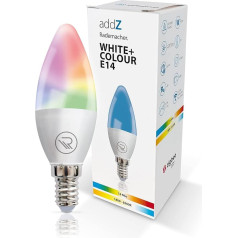 HOMEPILOT Rademacher addZ White + Colour E14 LED spuldze, 4,8 W, Zigbee 3.0 viedā mājas spuldze, RGBW 16 miljoni krāsu, regulējama, piem., caur, tips: 8437 Pieejams pēctecis modelis