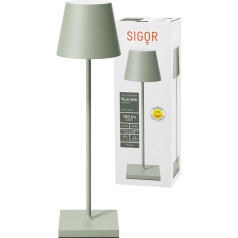 SIGOR Nuindie Dimmable LED akumulatora galda lampa iekštelpās un ārpus telpām IP54 Splash-Proof 38 cm augstums 38 cm uzlādējama ar USB-C 12 stundu apgaismojuma laiks Salvija zaļa