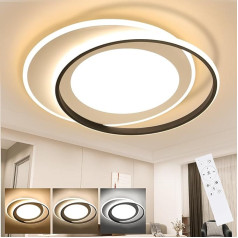 ZMH Griestu gaisma LED griestu gaisma Dzīvojamās istabas lampa Dimmable ar tālvadības pulti 66 W Guļamistabas lampa Moderns guļamistabas griestu apgaismojums Melns balts virtuves lampas gredzens 48,5 cm virtuves gaitenim