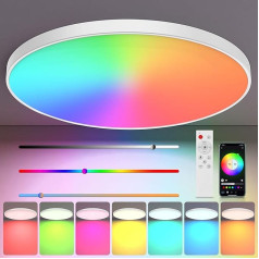 VAKOO Smart LED griestu gaisma, 30 W RGB krāsu maiņa ar tālvadības pulti, 2000 LM apaļa plakana lampa guļamistabai, virtuvei, viesistabai, gaitenim, koridoram, balkonam, vannas istabai, ēdamistabai