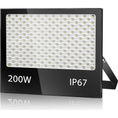 VRFMALIY 200 W āra LED prožektors, 20 000 LM, 7000 K LED prožektors, āra apgaismojums, īpaši spilgts LED prožektors, IP67 ūdensizturīgs LED prožektors garāžai, pagalmam, noliktavai, dārzam