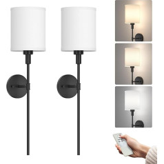 Coinmit 2 Pack bezvadu sienas lampas ar akumulatoru, dimmējama iekštelpu sienas lampa ar tālvadības pulti, LED lampa, uzlādējama melna sienas lampa iekštelpām, guļamistabai, viesistabai