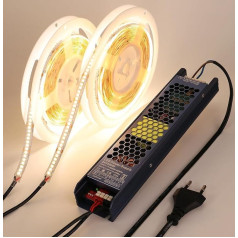 BENLUN LED lente 4000 K dabiski balta 10 m (5 m x 2) Super spilgta 26000 LM 240 W ar pārslēdzamu barošanas avotu no AC 220 V līdz DC 24 V 238LED/M Augsta blīvuma SMD 2835 LED lente nav ūdensizturīga IP20 LED lente