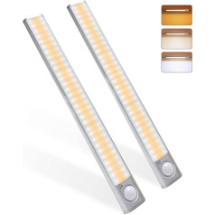 MERTTURM Pack of 2 120 LED skapja apgaismojums LED ar kustības sensoru, uzlādējams 1800 mAh dimmable sensora apgaismojums, īpaši spilgts virtuves apgaismojums skapim, kāpnēm, autofurgonam, ārkārtas situācijām