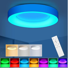 LEZOE RGB LED griestu gaisma ar tālvadības pulti, 24 W 2400 lm RGB LED griestu gaisma ar iespēju mainīt krāsu 3000 K - 6500 K dzīvojamai istabai guļamistabai bērnu istabai virtuvei vannas istabai apaļa 28