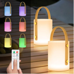 gaisma, lai cerētu Pack of 2 LED akumulatora āra lampas ar tālvadības pulti Dimmable Table Lamp Wireless 8 Colours & Warm White IP44 Waterproof USB-C Camping Lamp for Outdoors, Garden, Patio, Dining Table,