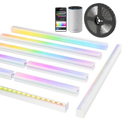 Yeexppz RGB-IC LED Strip mit 5m LED Schiene, Smart LED Streifen Wall lightbar, App, für Alexa and Google assistant control, Led Leiste, Profil Led Kanal für Room, Sockelleisten