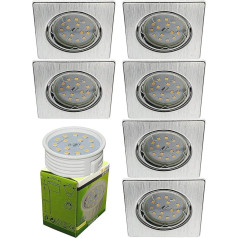 Trango® 6 LED padziļinājumā iebūvējamās gaismas Kanvas ēkas apgaismojums Kvadrātveida ar 6X6 W LED moduli Tikai 3 cm dziļumā TG6729-069SMO Alumīnijs