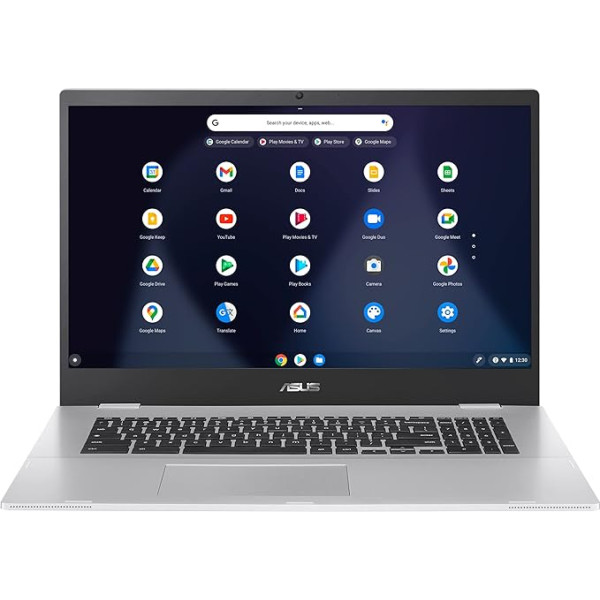 Asus Chromebook CX17 sākuma klases klēpjdators, 17,3 collu HD+ matēts displejs, Intel Celeron, 4 GB RAM, 64 GB SSD, UHD Graphics, Chrome OS, QWERTZ tastatūra, sudrabots