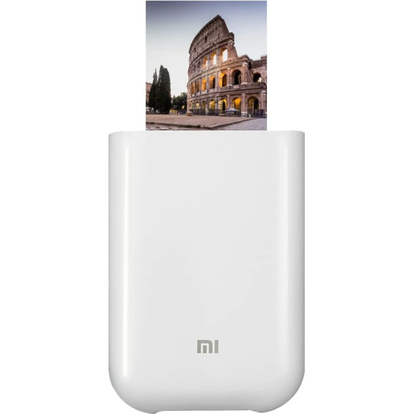 Xiaomi Mi Portable Photo Printer, portatīvais lāzera printeris, spīdīgs fotopapīrs, termiskā drukāšana, Bluetooth/USB/Wi-Fi, balts, itāļu versija