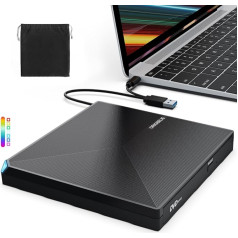 ORIGBELIE Внешний DVD-привод, USB 3.0 Type C CD DVD +/-RW внешний DVD Burner, ультратонкий внешний CD-привод для ноутбука, настольного ПК iMac MacBook Pro/Air Windows 11/10/8/7/XP Linux 