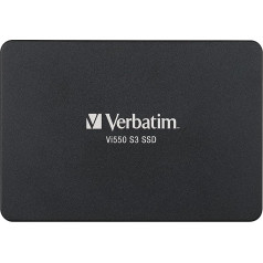 Verbatim Vi550 S3 SSD, iekšējais SSD disks ar 1 TB datu glabāšanas ietilpību, cietvielu disks ar 2,5 collu SATA III saskarni un 3D NAND tehnoloģiju, melns