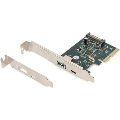 DIGITUS IO karte - PCIe - USB 3.1 saskarnes karte - 2 porti - 1x USB-C un 1x USB Type-A - 10 Gbps - mikroshēma ASM1142