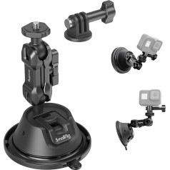 SMALLRIG Piesūcekņa turētājs Divslāņu piesūcekņa turētājs GoPro Hero 12/11/10/9, DJI Osmo Action/Procket, Insta360 X3, stiprinājums uz vējstikla vai automašīnas loga - 4193