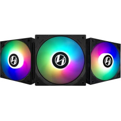 Lian-Li ST120 RGB PWM ventilators ar kontrolieri, 120 mm ventilators, RGB ventilatori un dzesēšana, korpusa ventilators 120 mm RGB ventilatora kontrolieris PC, spēļu PC ventilators, melns