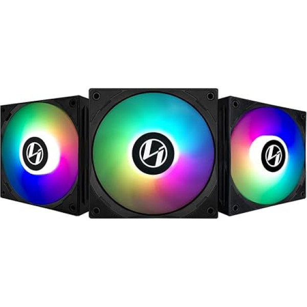 Lian-Li ST120 RGB PWM ventilators ar kontrolieri, 120 mm ventilators, RGB ventilatori un dzesēšana, korpusa ventilators 120 mm RGB ventilatora kontrolieris PC, spēļu PC ventilators, melns