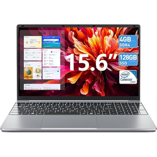 SGIN 15,6 colių nešiojamasis kompiuteris, 4 GB RAM, 128 GB SSD, 