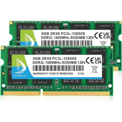 16GB (2x8GB) DDR3 RAM 1600MHz PC3L-12800S SODIMM DDR3/DDR3L 1.35V/1.5V Non-ECC 204 pin atmiņas moduļa jaunināšanas komplekts portatīvo datoru atmiņas komplekts, zaļš