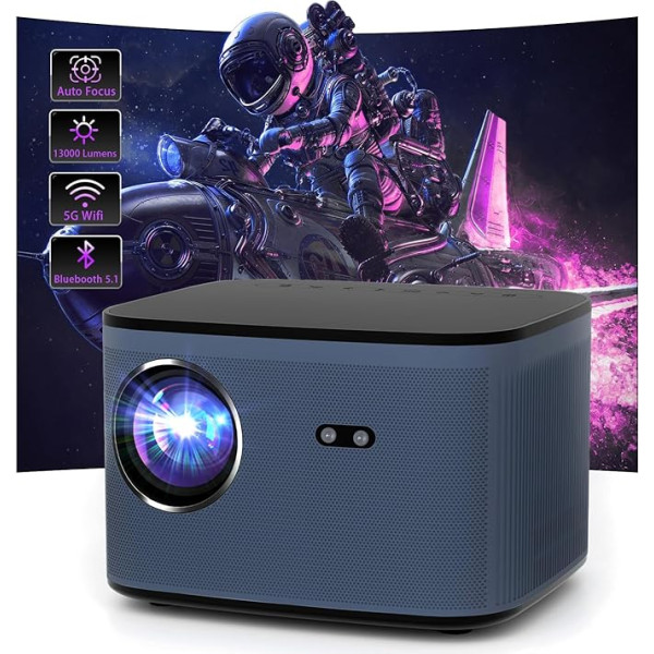 [Auto Focus/Keystone & Android] WISELAZER Tragbarer Netflix Decken-HDMI-LED-Smart-Gaming-Videoprojektor für 4K Full HD 1080P mit Bluetooth, kabellosem WiFi für das Heimkino, auch im Freien nutzbar