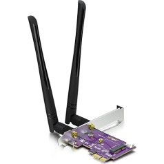 PCIE X1 to M.2/NGFF (A+E Key) WiFi Bluetooth bezvadu moduļa adaptera karte ar divjoslu 2.4 un 5G 2X 5dBi antenu