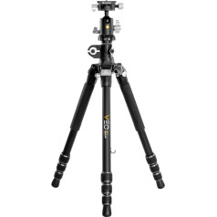 Vanguard VEO3T+ 264AB - ceļojumu statīvs, makro statīvs un monopods no alumīnija - ar vairākiem stiprinājumiem - komplektā ietilpst lodveida galva/ lodveida galva, adapteris vairākiem stiprinājumiem, smailes un statīva soma