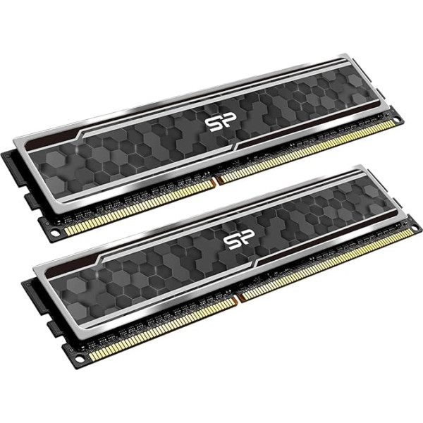 Silicon Power SP016GXLZU320BDAJ5 16GB (8GB x 2) 3200MHz PC4 25600 CL16 1.35V augstas kvalitātes DDR4 Gaming atmiņas modulis Galda datoriem ar dzesētāju - Kamuflāžas pelēks