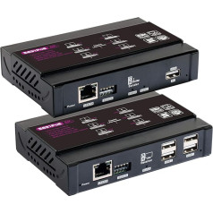 Mirabox 5631 4K KVM USB HDMI удлинитель с PoE по Cat5e / Cat6 до 328ft, Ultra HD 4K@30Hz YUV4: 4:4 Lossless Utal Low Latency для компьютера, 4 порта USB 2.0, Plug & Play