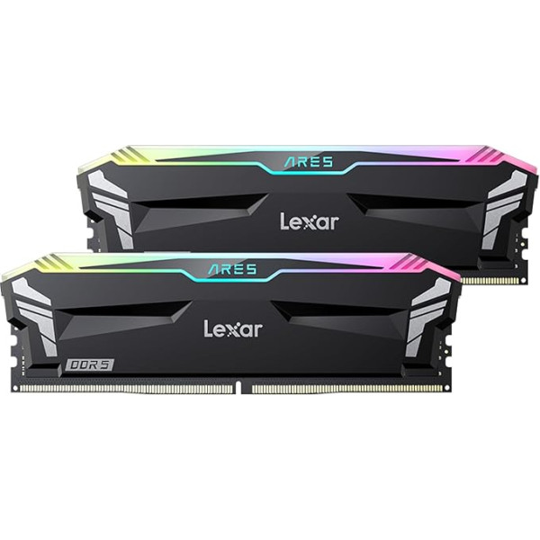 Lexar ARES RGB DDR5 RAM 32GB komplekts (16GB x 2) 6800MHz, DRAM 288-Pin UDIMM, galddatora atmiņa, spēļu datoriem, atbalsta XMP 3.0/AMD Expo, CL34-45-45-108, 1.4V (LD5U16G68C34LA-RGD)