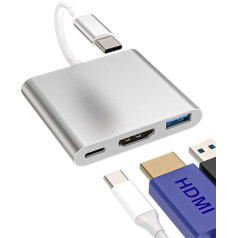 USB C auf HDMI USB-A Typ-C adapteris (3-in-1) Thunderbolt Ladegerät Splitter 3.0 OTG Kabel TV Digital AV Port Konverter Projektors Monitor Sync Bildschirm Maus Port Kabelis saderīgs ar Samsung Google