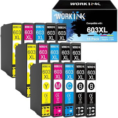 WorkInk 603XL kasetnes, kas saderīgas ar Epson 603 kasetnēm, kas paredzētas Expression XP-2105 XP-2150 XP-3100 XP-3105 XP-3150 XP-4100 XP-4155, Workforce WF-2830 WF-2835 WF-2840 WF-2850 WF-2850