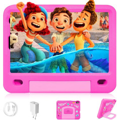 Bērnu planšetdators Android 12 GMS, planšetdators 8 Zoll Elterliche Kontrolle, 4GB RAM 64GB ROM/TF 1TB, 4000mAh, Dual-Kamera HD/IPS, Kids Tablet WiFi Bluetooth Netflix YouTube, Tablet für Kinder mit Hüllen,Rosa