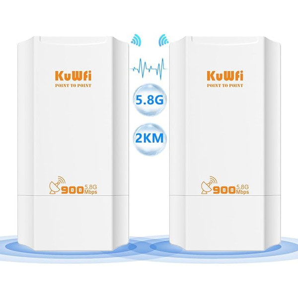 Āra bezvadu tilts WLAN tilts KuWFi 900 Mbps Point-to-Point WiFi tilts Gigabit divu joslu WLAN piekļuves punkts Repeater Virziena radio WLAN CPE Atbalsta 2 km pārraides attālumu Risinājums