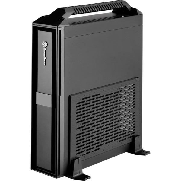 SilverStone SST-ML08B-H - Milo Mini-ITX formāta HTPC galddatora konstrukcija ar rokas rokturi, melna krāsā