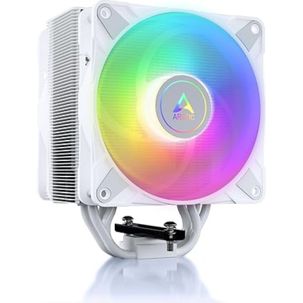 ARCTIC Freezer 36 A-RGB - vienstāva CPU dzesētājs ar Push-Pull un ARGB apgaismojumu, divi 120 mm P ventilatori, hidrodinamiski slīdošo gultņu, 200-2000 RPM, 4 siltumcaurules, iekļauts MX-6 - balts