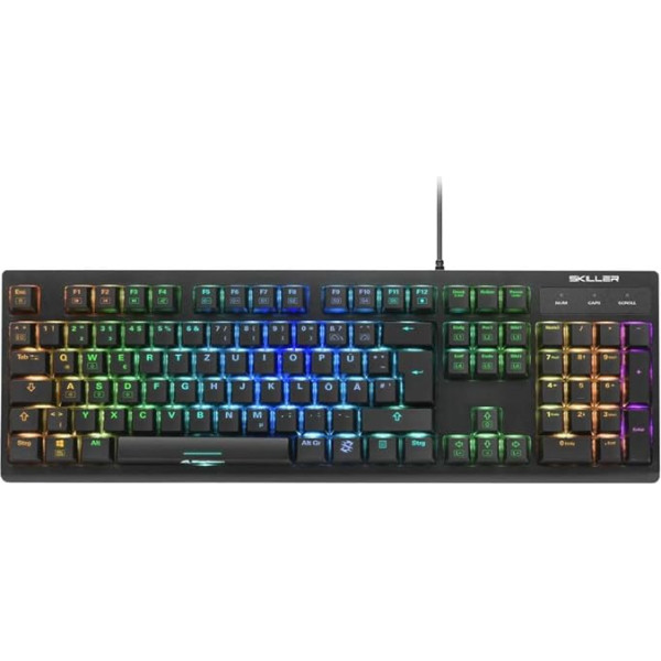 Sharkoon Skiller SGK30 Blue - mehāniskā spēļu tastatūra ar RGB apgaismojumu, zilu slēdzi, N-Key Rollover, 1000Hz Polling Rate - 4044951030026 (izkārtojums angļu valodā nav garantēts)