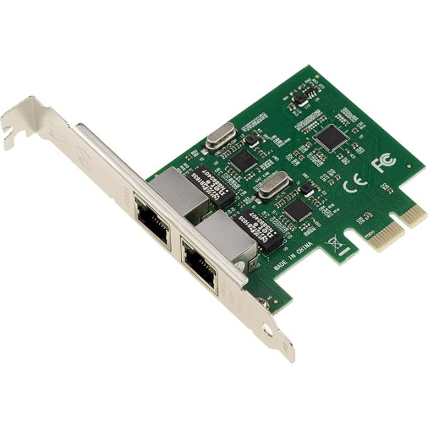 KALEA-INFORMATIQUE. PCie Dual Gigabit Ethernet LAN Controller Card 2 porti RJ45 Gigabit Ethernet 10/100/1000 Mbps zema profila un augsta profila Realtek mikroshēma