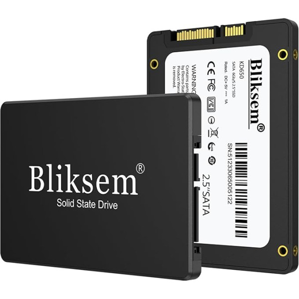 Bliksem KD650 SSD 128 GB SATA III 6 Gb/s iekšējais SSD cietais disks 2,5 collu, lasīšanas ātrums līdz 550 MB/s, saderīgs ar klēpjdatoriem un datoriem (melns, 128 GB)