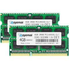 PC3-8500 8GB komplekts (2x4GB) DDR3 1066MHz RAM 2Rx8 4GB 204pin SO-DIMM 1.5V CL7 atmiņas atjaunināšana MacBook, MacBook Pro, iMac, Mac Mini