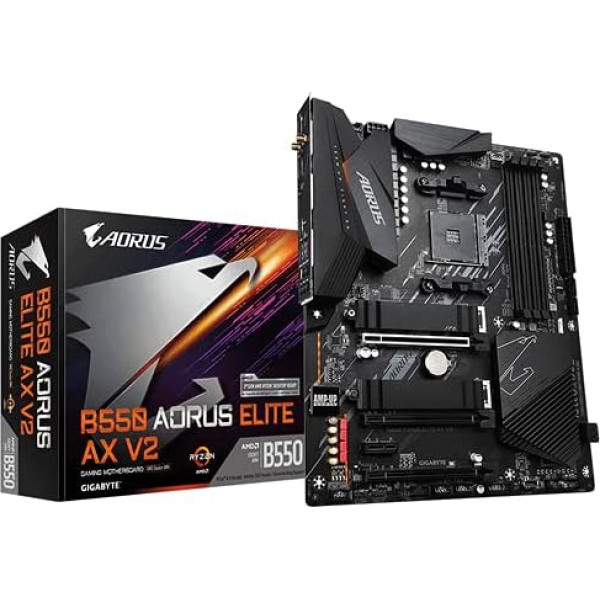 Aorus Elite Gigabyte B550 Board AX V2 AMD Ryzen 5000/B550/ATX/True 12+2 Phases Digital VRM/PCIe4.0/DDR4/USB3.2 Gen 1/Realtek ALC1200/Intel WiFi 6/2xM.2 Thermal Guard/2.5 GbE LAN/HDMI/DP