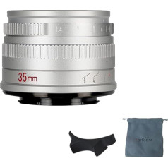 7artisans 35 mm F1.4 Mark II APS-C fiksētais objektīvs ar manuālo fokusēšanu un lielu atvērumu, kas saderīgs ar Fujifilm Fuji kameru X-A1 X-A10 X-A2 X-A3 A-at X-M1 XM2 X-T1 T3 T10 T2 T20 T30 X-Pro1 Pro2 X-E1 (sudraba krāsā)