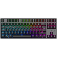 CIY X77 mehāniskā spēļu tastatūra, 88 taustiņi, QWERTZ izkārtojums, programmējams RGB, trīs regulējami augstumi, C tipa kabelis, karsti nomaināma tastatūra Win/Mac (pelēka + zils slēdzis)