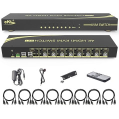 Huasion KVM переключатель, 8 портов v2.0 HDMI KVM переключатель поддерживает переключение горячих клавиш 4K @ 60Hz 4:4:4 1080p 3D, 8 в 1 выход 8 ПК совместно с одно