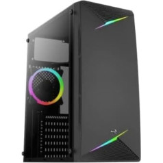 AeroCool ATX korpuss ar Heel V1 RGB ar stikla plāksnēm (melns)