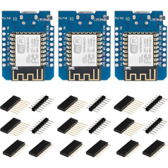 ESP8266 ESP-12F D1 Mini WLAN WiFi modulis ar mikro USB, saderīgs ar Arduino 2,4 GHz, 3 gabaliņu iepakojums