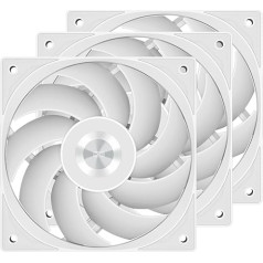 PCCOOLER F5 R120 augstas veiktspējas ventilators, 120 mm PWM ventilators ar 4 kontaktu fluiddinamisko gultņu mehānismu, 2200 apgriezienu/min Daisy Chain PC ventilators, 86CFM 3,2 mmH2O 3 režīmu PC korpusa ventilators, balts - 3 gab. komplektā