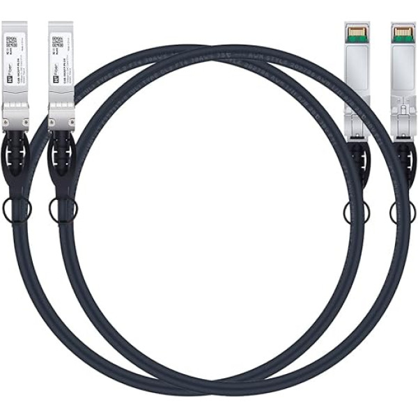 SFP+ kabelis, 10G SFP+ DAC, 2 m (6,6 pēdas), pasīvais tiešā savienojuma vara Twinax kabelis Cisco SFP-H10GB-CU2M, Ubiquiti UniFi UC-DAC-SFP+, Meraki, Mikrotik, Intel, Fortinet, Netgear, 2 Pack