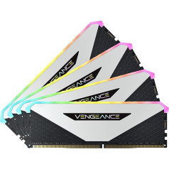 Corsair Vengeance RGB RT 32GB (4 x 8GB) DDR4 3600MHz C18 atmiņa (dinamiskais RGB apgaismojums, optimizēta AMD 300/400/500 sērijai, saderīga ar Intel 300/400/500 sēriju), balta