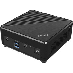 MSI Cubi N ADL-007DE Mini dators, Intel procesors N100, 4GB DDR4, 128GB M.2 SSD, 1x USB 3.2 Gen 2 Type C (DisplayPort alternatīva), HDMI 2.0 un DP 1.4, WLAN AC 9462, Bluetooth 5, Windows 11 Pro, melns