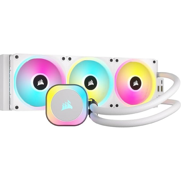 CORSAIR iCUE LINK H150i RGB Liquid CPU Cooler, Compatible with Desktop, 360 mm AIO, QX120 RGB Fan, Suitable for Intel® LGA 1700, AMD® AM5, iCUE LINK System Hub Included, White