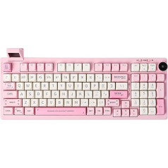 EPOMAKER RT100 mehāniskā tastatūra ar regulējamu displeju, Bluetooth/2.4G/USB, rotācijas, karstā nomaiņa, 5000 mAh akumulators, RGB, Win/Mac/Gaming (rozā (US QWERTY), Epomaker Flamingo Switch)